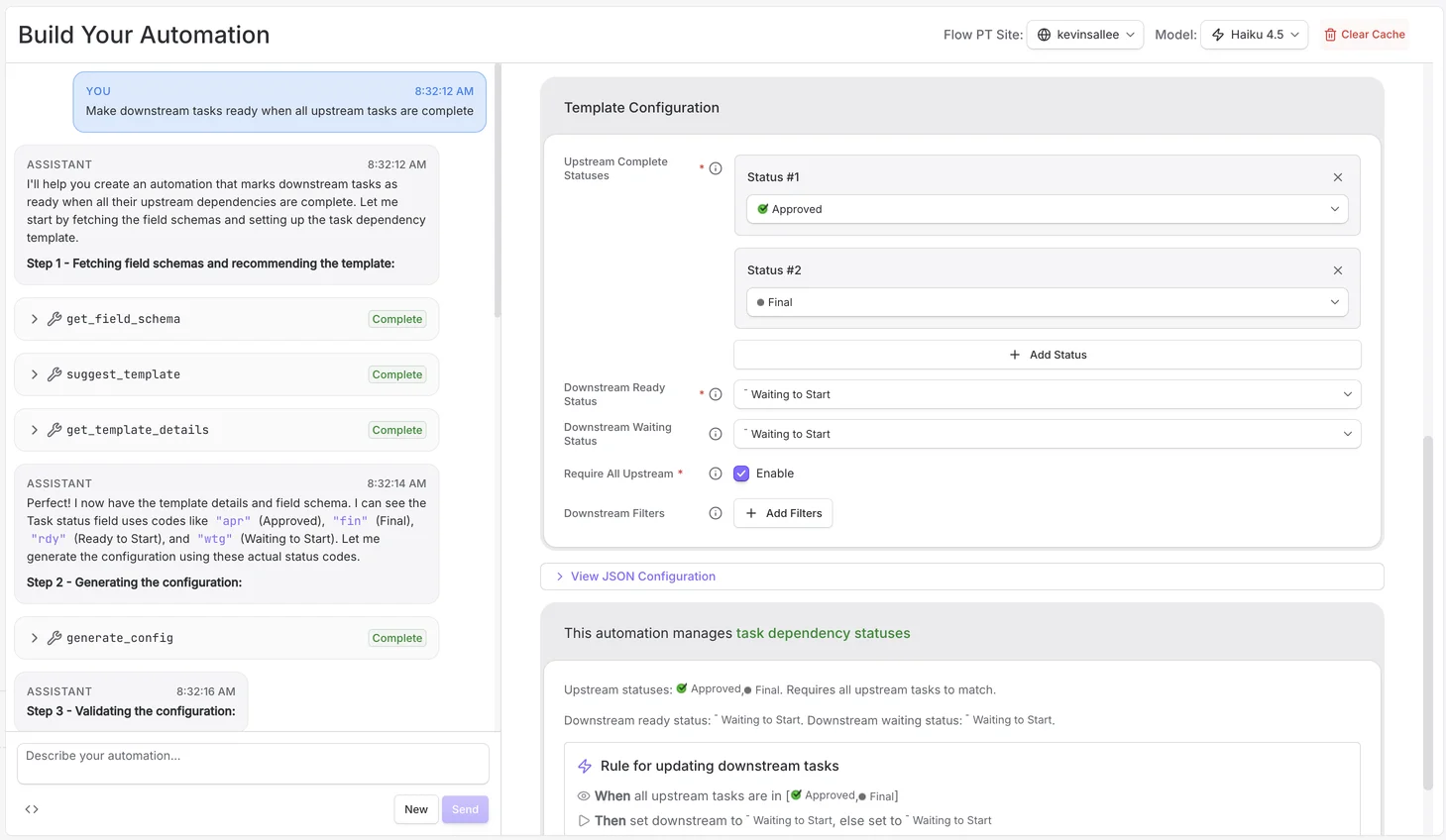 Automation builder with AI assistant