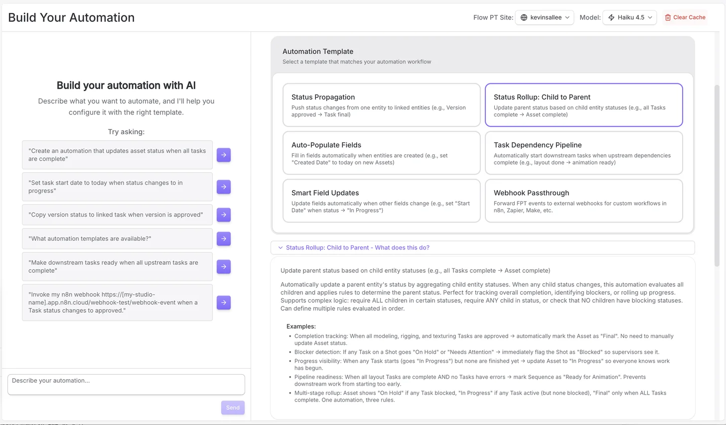 List of automations with stats