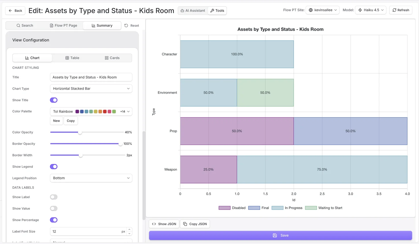 Chart builder interface